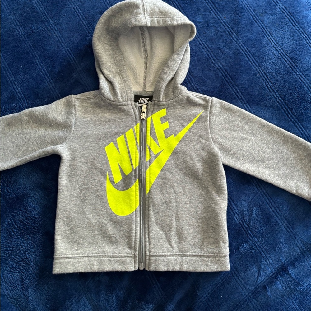 Kids size 18m Nike gray and yellow zipper hoodie